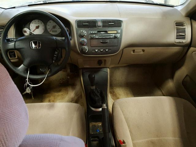 1HGES155X2L076547 - 2002 HONDA CIVIC LX BEIGE photo 9