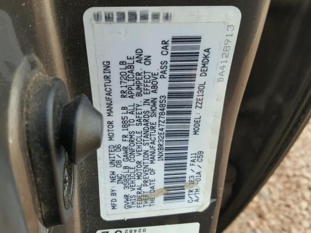 1NXBR32E47Z784853 - 2007 TOYOTA COROLLA CE GRAY photo 10