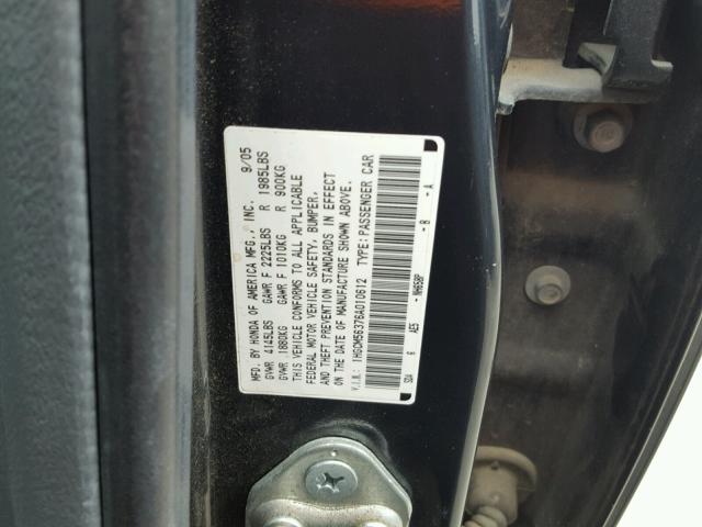 1HGCM56376A010612 - 2006 HONDA ACCORD SE BLUE photo 10