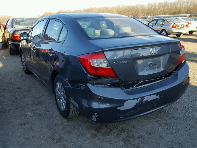 19XFB2F56CE071542 - 2012 HONDA CIVIC LX GRAY photo 3