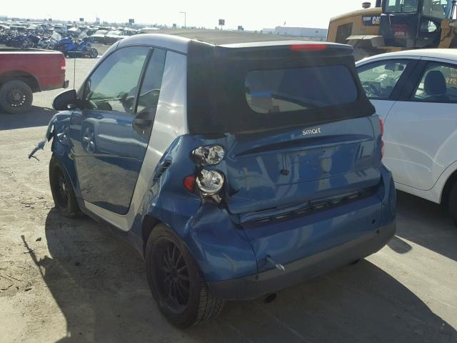 WMEEK31X48K107289 - 2008 SMART FORTWO PAS BLUE photo 3