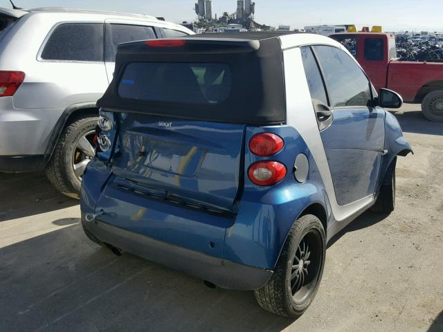 WMEEK31X48K107289 - 2008 SMART FORTWO PAS BLUE photo 4