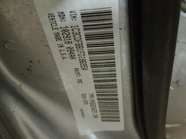 1C3CDFBB1FD186950 - 2015 DODGE DART SXT SILVER photo 10