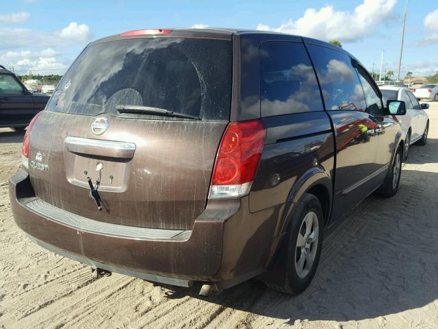 5N1BV28U77N109562 - 2007 NISSAN QUEST BROWN photo 4