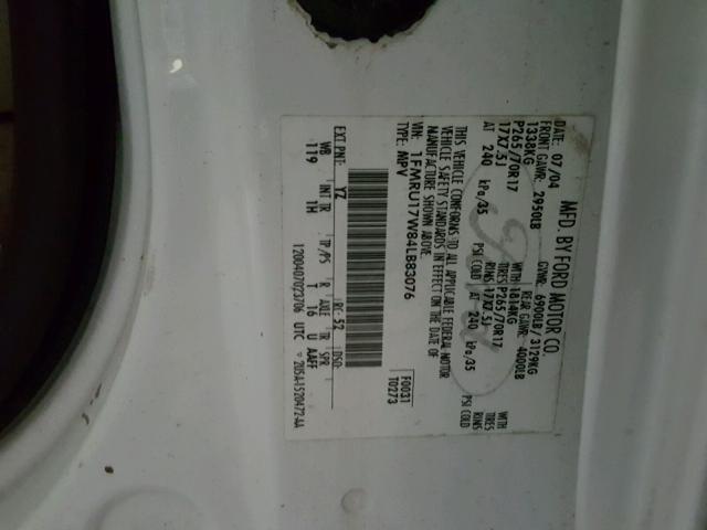 1FMRU17W84LB83076 - 2004 FORD EXPEDITION WHITE photo 10