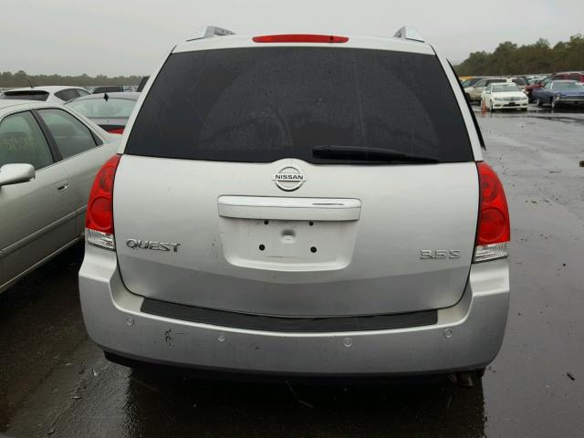 5N1BV28U07N120953 - 2007 NISSAN QUEST S SILVER photo 9