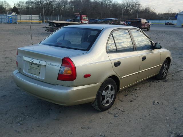 KMHCG45C82U407865 - 2002 HYUNDAI ACCENT GL BEIGE photo 4