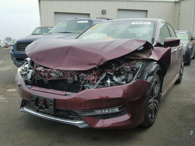 1HGCR2F51HA189086 - 2017 HONDA ACCORD SPO MAROON photo 2