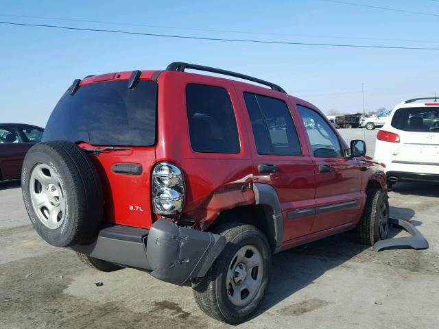 1J4GK48K04W197285 - 2004 JEEP LIBERTY SP RED photo 4