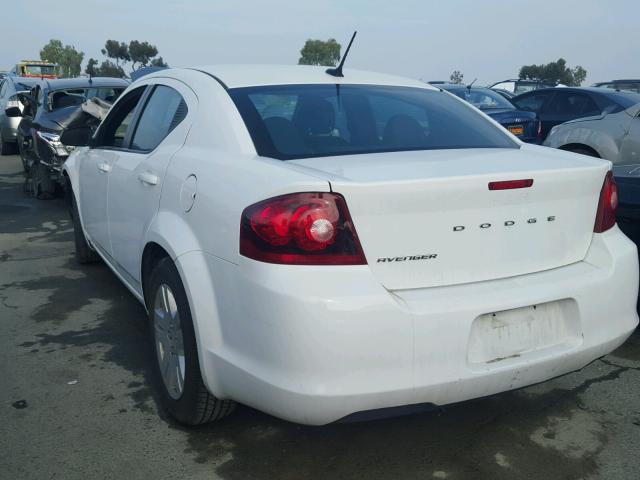 1C3CDZAB9EN196525 - 2014 DODGE AVENGER SE WHITE photo 3