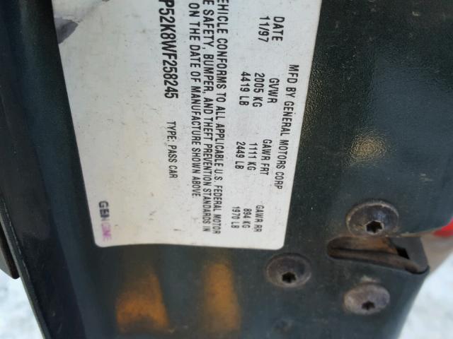 1G2WP52K8WF258245 - 1998 PONTIAC GRAND PRIX მწვანე ფოტო 10