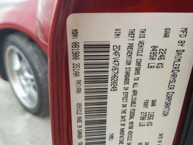 2D4FV47V67H620249 - 2007 DODGE MAGNUM SXT RED photo 10