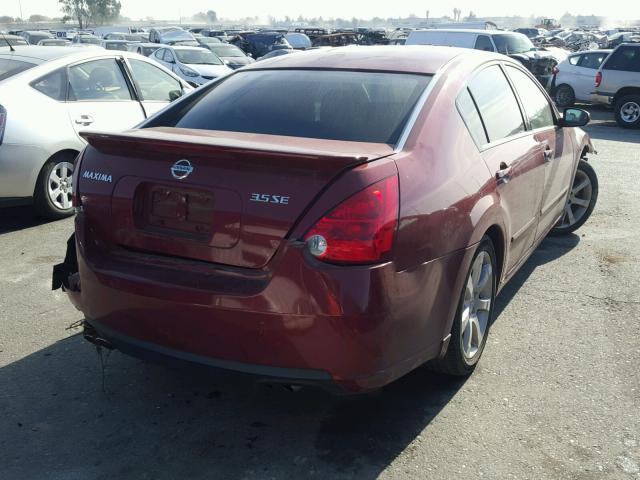 1N4BA41E78C802455 - 2008 NISSAN MAXIMA SE RED photo 4