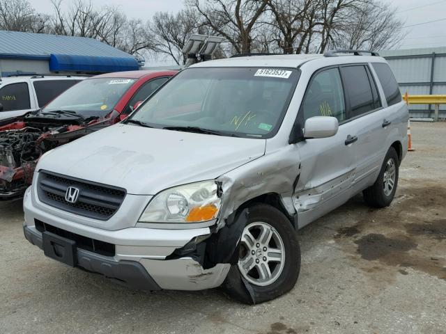 2HKYF18554H605793 - 2004 HONDA PILOT EXL SILVER photo 2