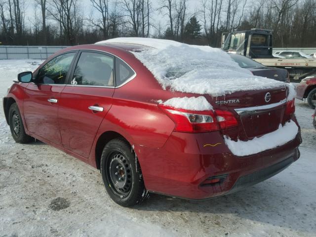 3N1AB7AP6HY288632 - 2017 NISSAN SENTRA S RED photo 3