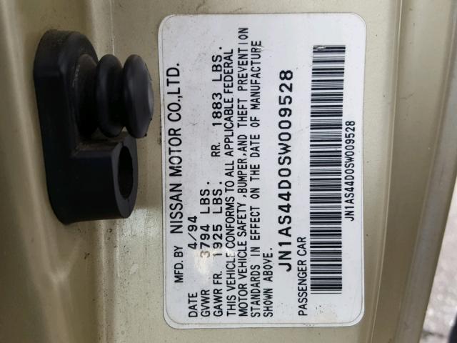 JN1AS44D0SW009528 - 1995 NISSAN 240SX BASE GREEN photo 10