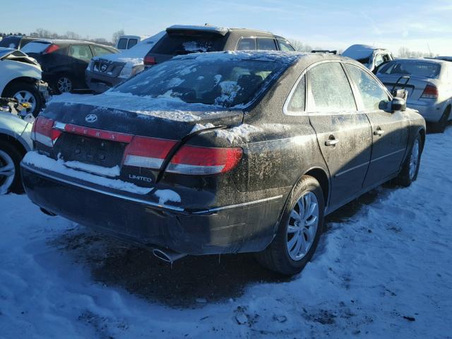 KMHFC46F07A243263 - 2007 HYUNDAI AZERA SE BLACK photo 4