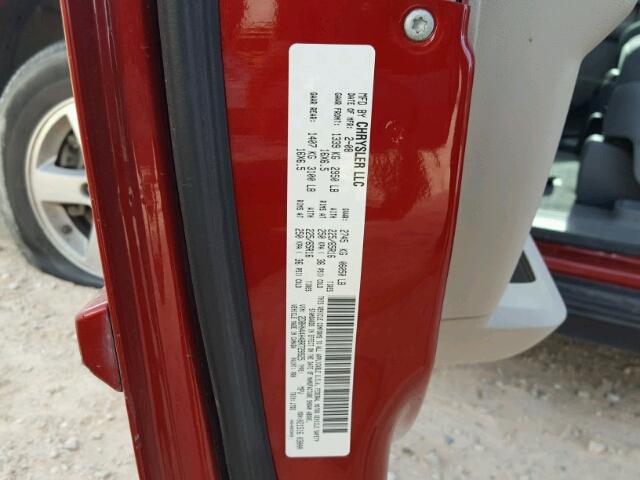 2D8HN44H48R729925 - 2008 DODGE GRAND CARA MAROON photo 10