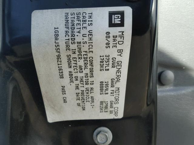 1G8AJ55F96Z116338 - 2006 SATURN ION LEVEL 银色 照片 10