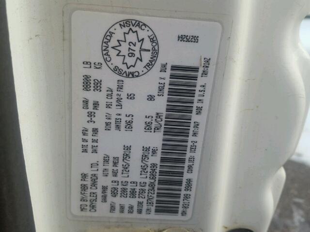 1B7KF23W8XJ609490 - 1999 DODGE RAM 2500 WHITE photo 10