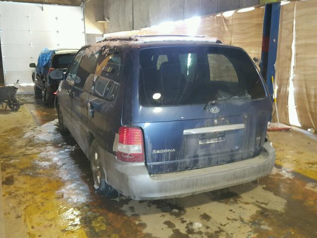 KNDUP131336428296 - 2003 KIA SEDONA EX BLUE photo 3