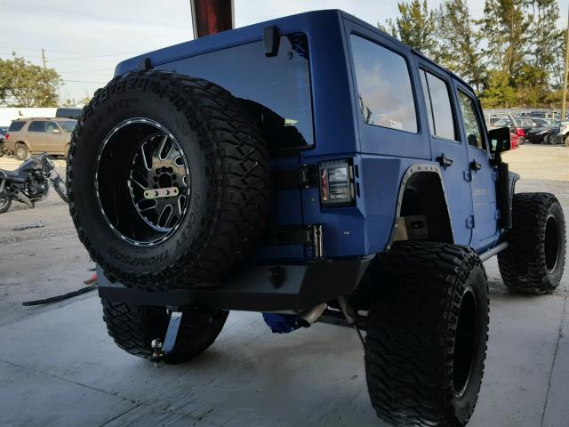 1C4BJWEG2DL601574 - 2013 JEEP WRANGLER U BLUE photo 4