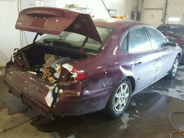 1FAFP53U07A105844 - 2007 FORD TAURUS SE MAROON photo 4