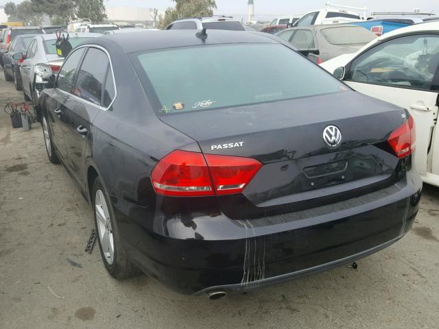 1VWBP7A36DC048478 - 2013 VOLKSWAGEN PASSAT SE BLACK photo 3