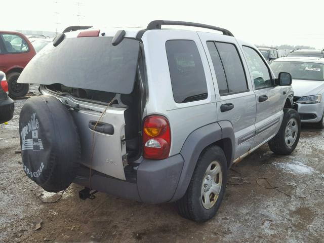 1J4GL48K73W607530 - 2003 JEEP LIBERTY SP SILVER photo 4