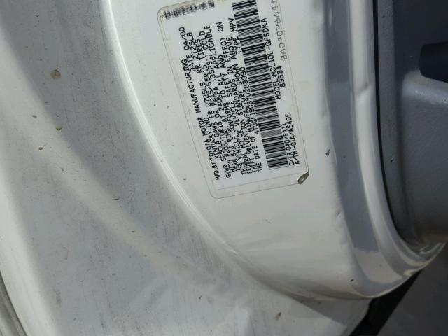 4T3GF19C5YU283390 - 2000 TOYOTA SIENNA CE WHITE photo 10