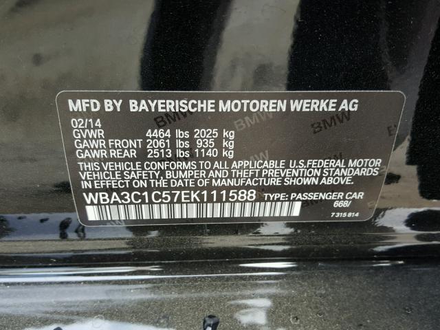 WBA3C1C57EK111588 - 2014 BMW 328 I SULE BLACK photo 10