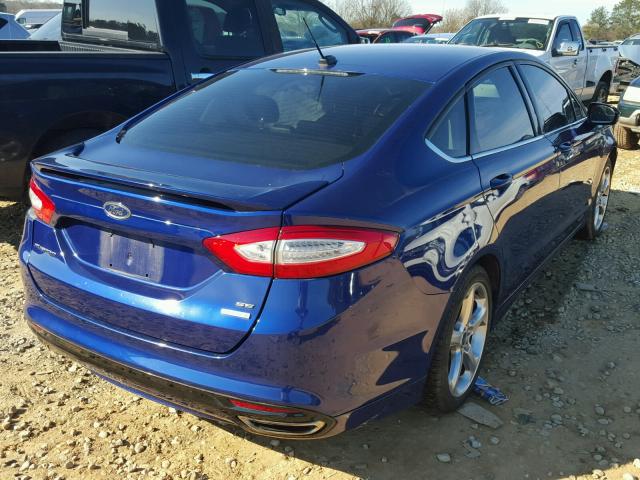 3FA6P0H99ER175305 - 2014 FORD FUSION SE BLUE photo 4