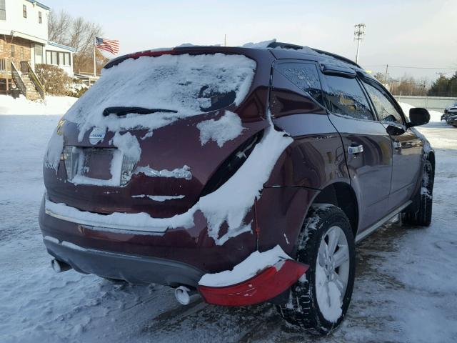 JN8AZ08W46W516245 - 2006 NISSAN MURANO SL MAROON photo 4