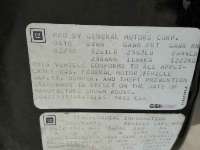 1G4BT5377NR458185 - 1992 BUICK ROADMASTER BROWN photo 10