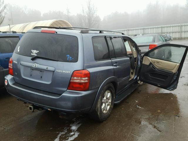 JTEGF21A830090658 - 2003 TOYOTA HIGHLANDER BLUE photo 4