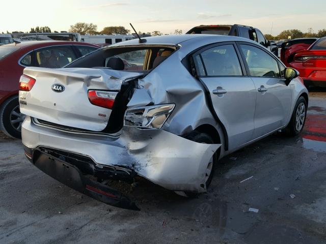 KNADM4A32F6529037 - 2015 KIA RIO LX SILVER photo 4