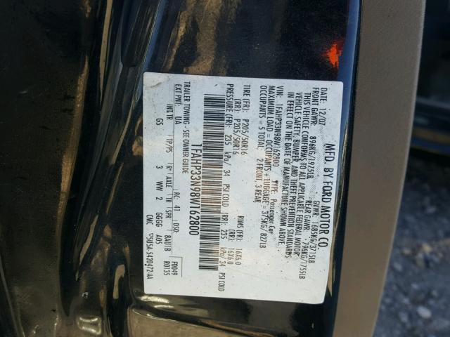 1FAHP33N98W162800 - 2008 FORD FOCUS SE BLACK photo 10