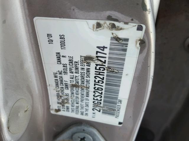 2HGES26752H512174 - 2002 HONDA CIVIC EX 米色 照片 10