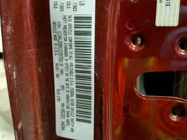 1C4NJDBB1ED575619 - 2014 JEEP COMPASS SP 红色 照片 10