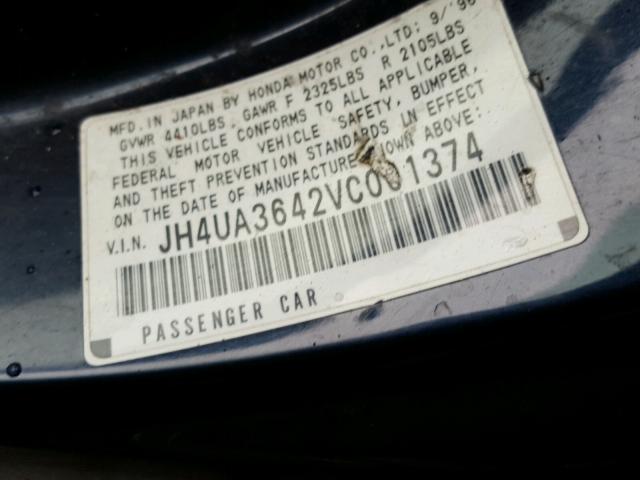 JH4UA3642VC001374 - 1997 ACURA 3.2TL BLUE photo 10