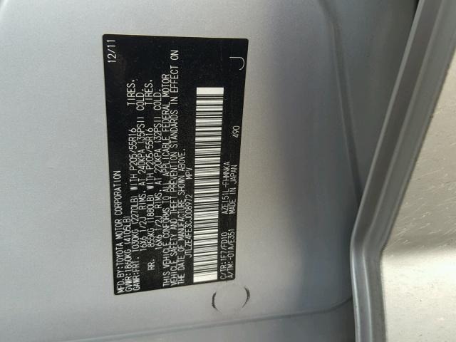 JTLZE4FE3CJ008972 - 2012 TOYOTA SCION XB 银色 照片 10