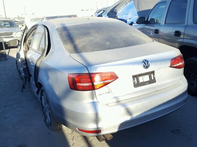 3VW2K7AJ9FM231257 - 2015 VOLKSWAGEN JETTA BASE SILVER photo 3