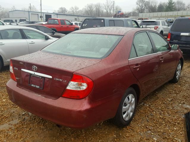 4T1BE32K12U587004 - 2002 TOYOTA CAMRY LE ბურგუნდია ფოტო 4