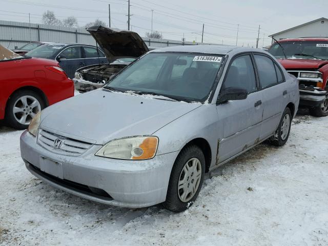 1HGES16571L064921 - 2001 HONDA CIVIC LX SILVER photo 2