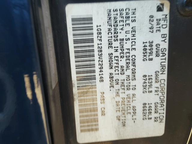 1G8ZF1283VZ294148 - 1997 SATURN SC1 BLUE photo 10