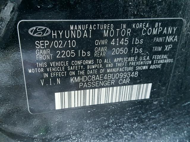 KMHDC8AE4BU099348 - 2011 HYUNDAI ELANTRA TO BLACK photo 10