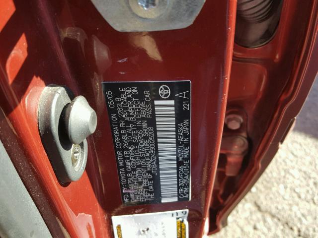 JTDBA32K850025208 - 2005 TOYOTA CAMRY SE RED photo 10