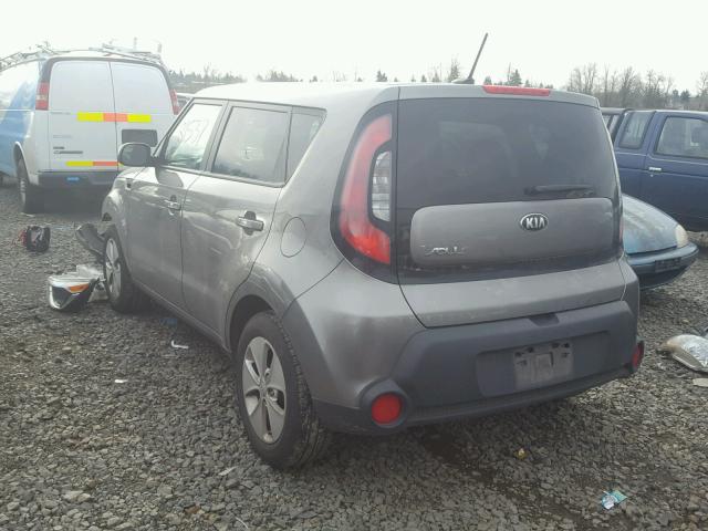 KNDJN2A28F7214462 - 2015 KIA SOUL GRAY photo 3