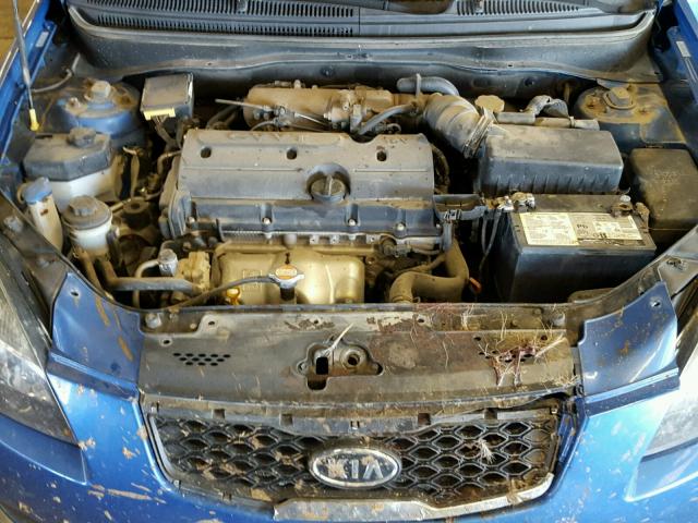 KNADH5A32A6668619 - 2010 KIA RIO LX BLUE photo 7