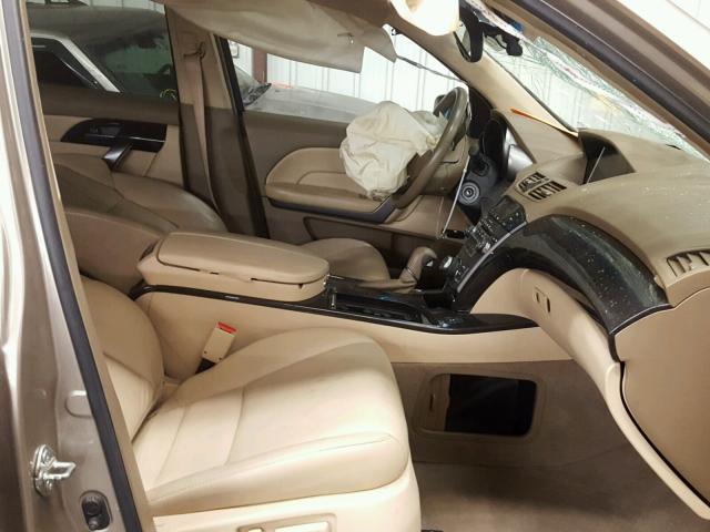 2HNYD28377H513490 - 2007 ACURA MDX TECHNO GOLD photo 5